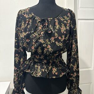Floral Black Women's Top